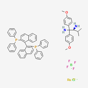 molecular formula C63H58BClF4N2O2P2Ru B1495510 (2S)-1,1-Bis(4-methoxyphenyl)-3-methylbutane-1,2-diamine;[1-(2-diphenylphosphanylnaphthalen-1-yl)naphthalen-2-yl]-diphenylphosphane;ruthenium(2+);chloride;tetrafluoroborate 