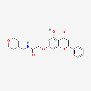 2-[(5-hydroxy-4-oxo-2-phenyl-4H-chromen-7-yl)oxy]-N-(tetrahydro-2H-pyran-4-ylmethyl)acetamide