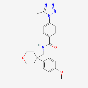 molecular formula C22H25N5O3 B14955171 N-{[4-(4-methoxyphenyl)tetrahydro-2H-pyran-4-yl]methyl}-4-(5-methyl-1H-1,2,3,4-tetraazol-1-yl)benzamide 