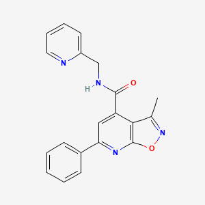 3-methyl-6-phenyl-N-(pyridin-2-ylmethyl)[1,2]oxazolo[5,4-b]pyridine-4-carboxamide