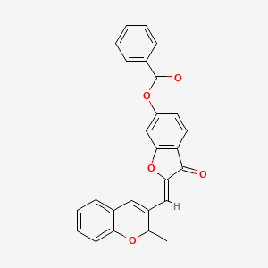 2-[(Z)-1-(2-methyl-2H-chromen-3-yl)methylidene]-3-oxo-1-benzofuran-6(3H)-yl benzoate