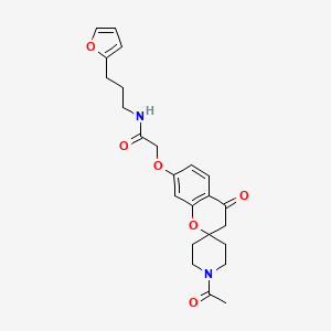 molecular formula C24H28N2O6 B14955256 2-[(1'-acetyl-4-oxo-3,4-dihydrospiro[chromene-2,4'-piperidin]-7-yl)oxy]-N-[3-(2-furyl)propyl]acetamide 