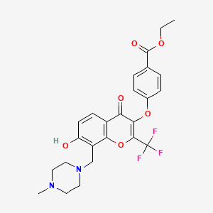 molecular formula C25H25F3N2O6 B14955300 ethyl 4-{[7-hydroxy-8-[(4-methylpiperazino)methyl]-4-oxo-2-(trifluoromethyl)-4H-chromen-3-yl]oxy}benzoate 