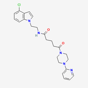 N-[2-(4-chloro-1H-indol-1-yl)ethyl]-5-oxo-5-[4-(2-pyridyl)piperazino]pentanamide