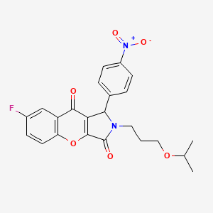 molecular formula C23H21FN2O6 B14955361 7-Fluoro-1-(4-nitrophenyl)-2-[3-(propan-2-yloxy)propyl]-1,2-dihydrochromeno[2,3-c]pyrrole-3,9-dione 