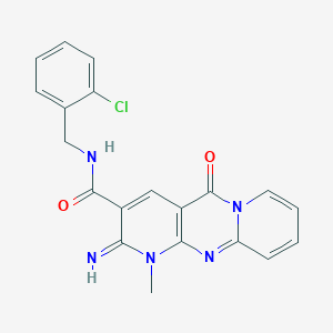 N-[(2-chlorophenyl)methyl]-6-imino-7-methyl-2-oxo-1,7,9-triazatricyclo[8.4.0.03,8]tetradeca-3(8),4,9,11,13-pentaene-5-carboxamide