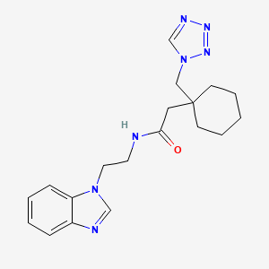 molecular formula C19H25N7O B14955368 N-[2-(1H-1,3-benzimidazol-1-yl)ethyl]-2-[1-(1H-1,2,3,4-tetraazol-1-ylmethyl)cyclohexyl]acetamide 