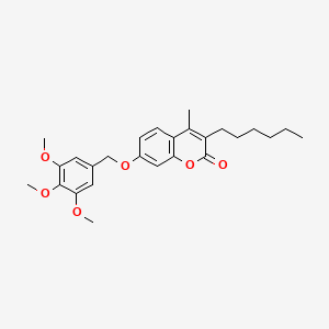 3-hexyl-4-methyl-7-[(3,4,5-trimethoxybenzyl)oxy]-2H-chromen-2-one