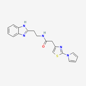 molecular formula C18H17N5OS B14955398 N-[2-(1H-1,3-benzimidazol-2-yl)ethyl]-2-[2-(1H-pyrrol-1-yl)-1,3-thiazol-4-yl]acetamide 