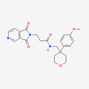 molecular formula C23H25N3O5 B14955400 3-(1,3-dioxo-1,3-dihydro-2H-pyrrolo[3,4-c]pyridin-2-yl)-N-{[4-(4-methoxyphenyl)tetrahydro-2H-pyran-4-yl]methyl}propanamide 