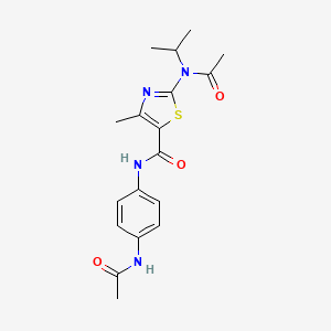 molecular formula C18H22N4O3S B14955463 N-[4-(acetylamino)phenyl]-2-[acetyl(isopropyl)amino]-4-methyl-1,3-thiazole-5-carboxamide 