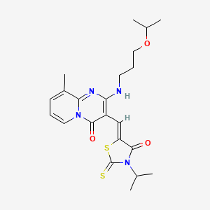 molecular formula C22H28N4O3S2 B14955514 5-((Z)-1-{2-[(3-isopropoxypropyl)amino]-9-methyl-4-oxo-4H-pyrido[1,2-a]pyrimidin-3-yl}methylidene)-3-isopropyl-2-thioxo-1,3-thiazolan-4-one 