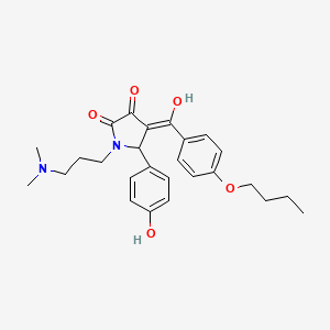 molecular formula C26H32N2O5 B14955524 4-[(4-butoxyphenyl)carbonyl]-1-[3-(dimethylamino)propyl]-3-hydroxy-5-(4-hydroxyphenyl)-1,5-dihydro-2H-pyrrol-2-one 