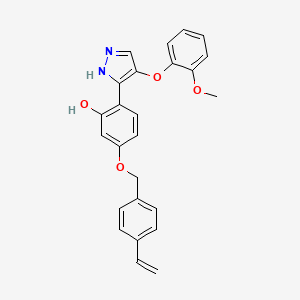 molecular formula C25H22N2O4 B14955536 5-[(4-ethenylbenzyl)oxy]-2-[4-(2-methoxyphenoxy)-1H-pyrazol-3-yl]phenol 