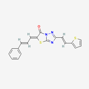 molecular formula C19H13N3OS2 B14955579 (5Z)-5-[(2E)-3-phenylprop-2-en-1-ylidene]-2-[(E)-2-(thiophen-2-yl)ethenyl][1,3]thiazolo[3,2-b][1,2,4]triazol-6(5H)-one 