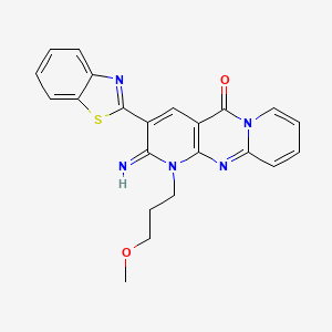 5-(1,3-Benzothiazol-2-yl)-6-imino-7-(3-methoxypropyl)-1,7,9-triazatricyclo[8.4.0.0^{3,8}]tetradeca-3(8),4,9,11,13-pentaen-2-one