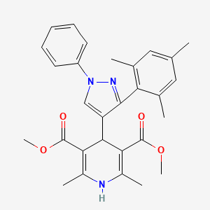 3,5-dimethyl 2,6-dimethyl-4-[1-phenyl-3-(2,4,6-trimethylphenyl)-1H-pyrazol-4-yl]-1,4-dihydropyridine-3,5-dicarboxylate