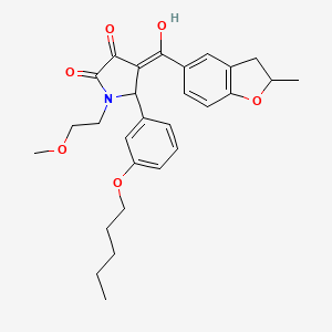 molecular formula C28H33NO6 B14955976 3-hydroxy-1-(2-methoxyethyl)-4-[(2-methyl-2,3-dihydro-1-benzofuran-5-yl)carbonyl]-5-[3-(pentyloxy)phenyl]-1,5-dihydro-2H-pyrrol-2-one 