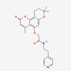 molecular formula C24H26N2O5 B14955995 N-[2-(4-pyridyl)ethyl]-2-[(4,8,8-trimethyl-2-oxo-9,10-dihydro-2H,8H-pyrano[2,3-f]chromen-5-yl)oxy]acetamide 