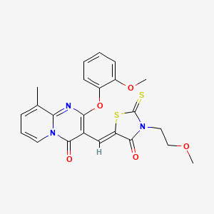 molecular formula C23H21N3O5S2 B14956070 3-(2-methoxyethyl)-5-{(Z)-1-[2-(2-methoxyphenoxy)-9-methyl-4-oxo-4H-pyrido[1,2-a]pyrimidin-3-yl]methylidene}-2-thioxo-1,3-thiazolan-4-one 