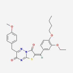 molecular formula C26H27N3O5S B14956088 (2E)-2-(4-butoxy-3-ethoxybenzylidene)-6-(4-methoxybenzyl)-7H-[1,3]thiazolo[3,2-b][1,2,4]triazine-3,7(2H)-dione 