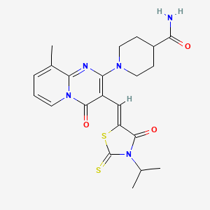 molecular formula C22H25N5O3S2 B14956100 1-{3-[(3-isopropyl-4-oxo-2-thioxo-1,3-thiazolan-5-yliden)methyl]-9-methyl-4-oxo-4H-pyrido[1,2-a]pyrimidin-2-yl}-4-piperidinecarboxamide 