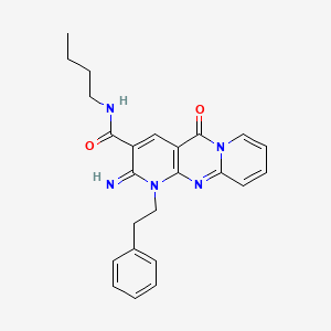 N-butyl-6-imino-2-oxo-7-(2-phenylethyl)-1,7,9-triazatricyclo[8.4.0.0^{3,8}]tetradeca-3(8),4,9,11,13-pentaene-5-carboxamide