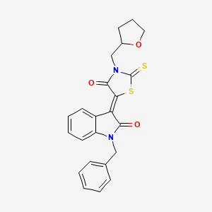 molecular formula C23H20N2O3S2 B14956155 (3Z)-1-benzyl-3-[4-oxo-3-(tetrahydro-2-furanylmethyl)-2-thioxo-1,3-thiazolidin-5-ylidene]-1,3-dihydro-2H-indol-2-one 