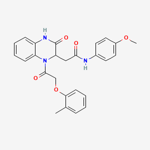 molecular formula C26H25N3O5 B14956157 N-(4-methoxyphenyl)-2-{1-[2-(2-methylphenoxy)acetyl]-3-oxo-1,2,3,4-tetrahydroquinoxalin-2-yl}acetamide 