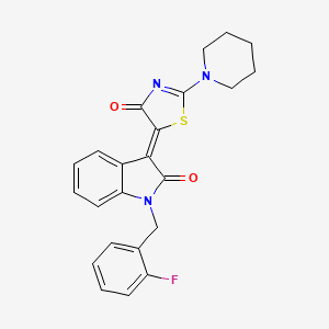 (3Z)-1-(2-fluorobenzyl)-3-(4-oxo-2-(1-piperidinyl)-1,3-thiazol-5(4H)-ylidene)-1,3-dihydro-2H-indol-2-one