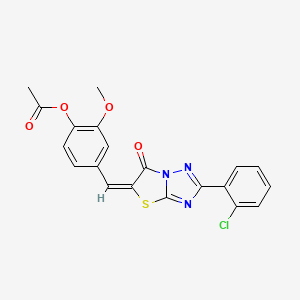 molecular formula C20H14ClN3O4S B14956257 4-[(E)-(2-(2-chlorophenyl)-6-oxo[1,3]thiazolo[3,2-b][1,2,4]triazol-5(6H)-ylidene)methyl]-2-methoxyphenyl acetate 