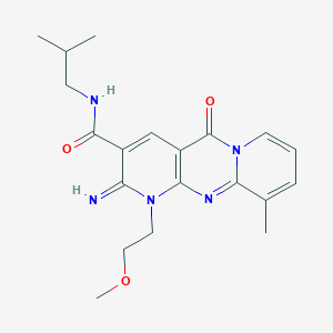 molecular formula C20H25N5O3 B14956280 6-imino-7-(2-methoxyethyl)-11-methyl-N-(2-methylpropyl)-2-oxo-1,7,9-triazatricyclo[8.4.0.0^{3,8}]tetradeca-3(8),4,9,11,13-pentaene-5-carboxamide 