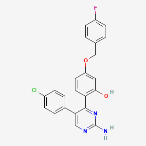 2-[2-Amino-5-(4-chlorophenyl)pyrimidin-4-yl]-5-[(4-fluorophenyl)methoxy]phenol