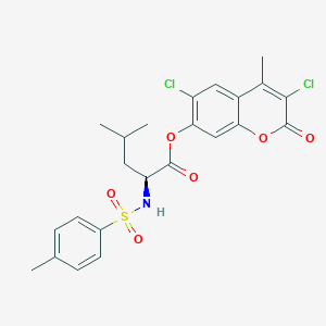 molecular formula C23H23Cl2NO6S B14956366 3,6-dichloro-4-methyl-2-oxo-2H-chromen-7-yl (2S)-4-methyl-2-{[(4-methylphenyl)sulfonyl]amino}pentanoate 