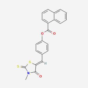 molecular formula C22H15NO3S2 B14956391 4-[(Z)-(3-methyl-4-oxo-2-thioxo-1,3-thiazolidin-5-ylidene)methyl]phenyl naphthalene-1-carboxylate 