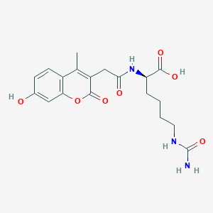 molecular formula C19H23N3O7 B14956419 6-(Carbamoylamino)-2-[2-(7-hydroxy-4-methyl-2-oxo-2H-chromen-3-YL)acetamido]hexanoic acid 