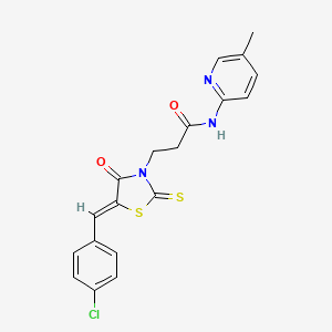 3-[(5Z)-5-(4-chlorobenzylidene)-4-oxo-2-thioxo-1,3-thiazolidin-3-yl]-N-(5-methylpyridin-2-yl)propanamide