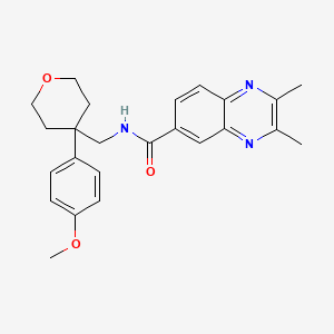 N-{[4-(4-methoxyphenyl)tetrahydro-2H-pyran-4-yl]methyl}-2,3-dimethyl-6-quinoxalinecarboxamide