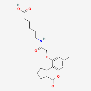 6-({[(7-Methyl-4-oxo-1,2,3,4-tetrahydrocyclopenta[c]chromen-9-yl)oxy]acetyl}amino)hexanoic acid