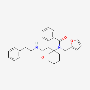 molecular formula C28H30N2O3 B14956557 2'-(furan-2-ylmethyl)-1'-oxo-N-(2-phenylethyl)-1',4'-dihydro-2'H-spiro[cyclohexane-1,3'-isoquinoline]-4'-carboxamide 