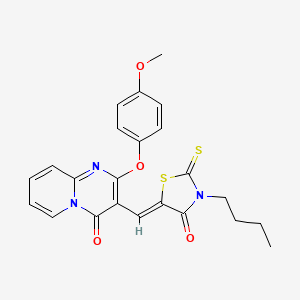 molecular formula C23H21N3O4S2 B14956579 3-[(Z)-(3-butyl-4-oxo-2-thioxo-1,3-thiazolidin-5-ylidene)methyl]-2-(4-methoxyphenoxy)-4H-pyrido[1,2-a]pyrimidin-4-one 