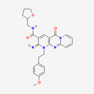 6-imino-7-[2-(4-methoxyphenyl)ethyl]-2-oxo-N-(oxolan-2-ylmethyl)-1,7,9-triazatricyclo[8.4.0.03,8]tetradeca-3(8),4,9,11,13-pentaene-5-carboxamide