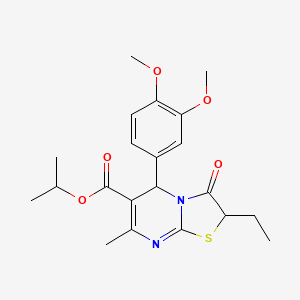 molecular formula C21H26N2O5S B14956654 isopropyl 5-(3,4-dimethoxyphenyl)-2-ethyl-7-methyl-3-oxo-2,3-dihydro-5H-[1,3]thiazolo[3,2-a]pyrimidine-6-carboxylate 