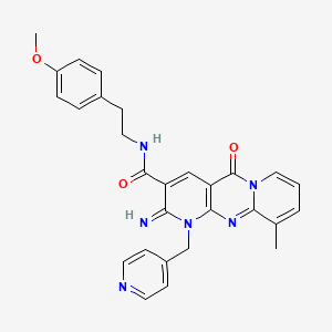 molecular formula C28H26N6O3 B14956680 6-imino-N-[2-(4-methoxyphenyl)ethyl]-11-methyl-2-oxo-7-(pyridin-4-ylmethyl)-1,7,9-triazatricyclo[8.4.0.03,8]tetradeca-3(8),4,9,11,13-pentaene-5-carboxamide 