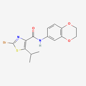 molecular formula C15H15BrN2O3S B14956717 2-bromo-N-(2,3-dihydro-1,4-benzodioxin-6-yl)-5-isopropyl-1,3-thiazole-4-carboxamide 