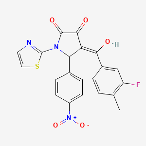 molecular formula C21H14FN3O5S B14956734 4-[(3-fluoro-4-methylphenyl)carbonyl]-3-hydroxy-5-(4-nitrophenyl)-1-(1,3-thiazol-2-yl)-1,5-dihydro-2H-pyrrol-2-one 