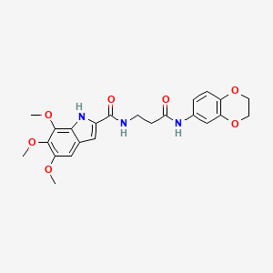 molecular formula C23H25N3O7 B14956750 N~2~-[3-(2,3-dihydro-1,4-benzodioxin-6-ylamino)-3-oxopropyl]-5,6,7-trimethoxy-1H-indole-2-carboxamide 