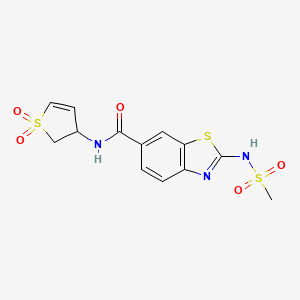 molecular formula C13H13N3O5S3 B14956797 (2E)-N-(1,1-dioxido-2,3-dihydrothiophen-3-yl)-2-[(methylsulfonyl)imino]-2,3-dihydro-1,3-benzothiazole-6-carboxamide 