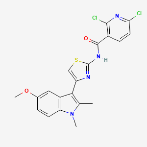 2,6-dichloro-N~3~-[4-(5-methoxy-1,2-dimethyl-1H-indol-3-yl)-1,3-thiazol-2-yl]nicotinamide