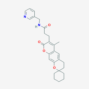 3-(6'-methyl-8'-oxo-3',4'-dihydro-8'H-spiro[cyclohexane-1,2'-pyrano[3,2-g]chromen]-7'-yl)-N-(pyridin-3-ylmethyl)propanamide